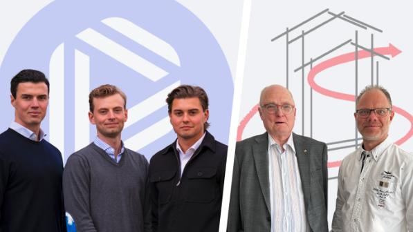 Från vänster: Grundare Pigello: Filip Schröder COO, Tor Andersch CTO, Alexander Olsson CEO, Grundare Strifast: Sune Karlsson utvecklingsansvarig, Fredrik Bjuvéus tidigare VD