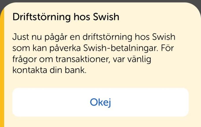 Swish ligger nere